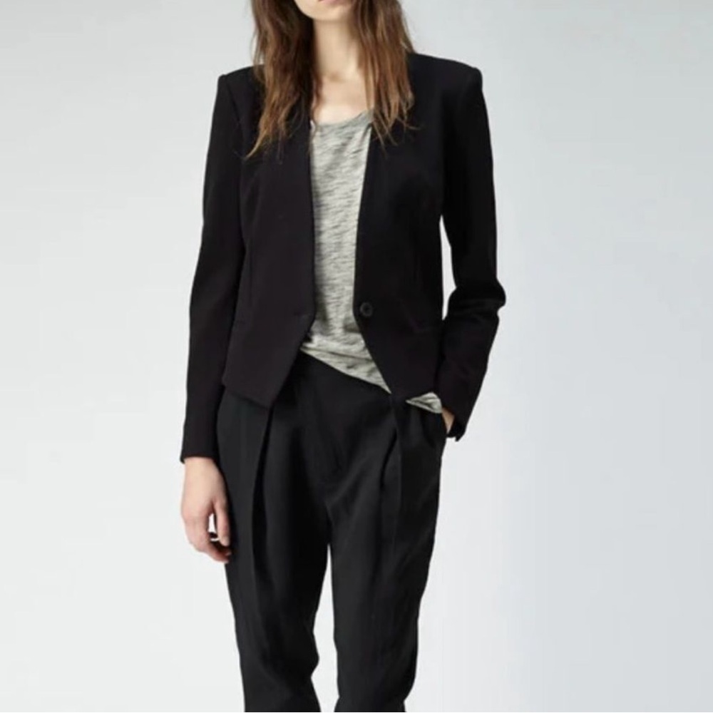 Helmut Lang Gala Tux Blazer Collarless Black Cropped